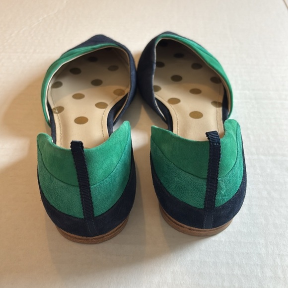 BODEN Wave Ballerina Flats Open Sides in Green and Navy Blue Suede - Size EU 40 - Picture 6 of 12